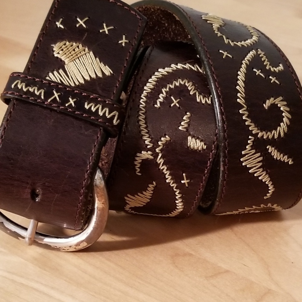 BRIGHTON | BRN LEATHER BELT W/SILVER BUCKLE  SZ 32